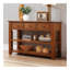 Console en bois de pin massif 48 po, table d'appoint moderne avec 3 tiroirs de rangement et 2 tablettes. Facile à assembler (brun)-122210858-122210860