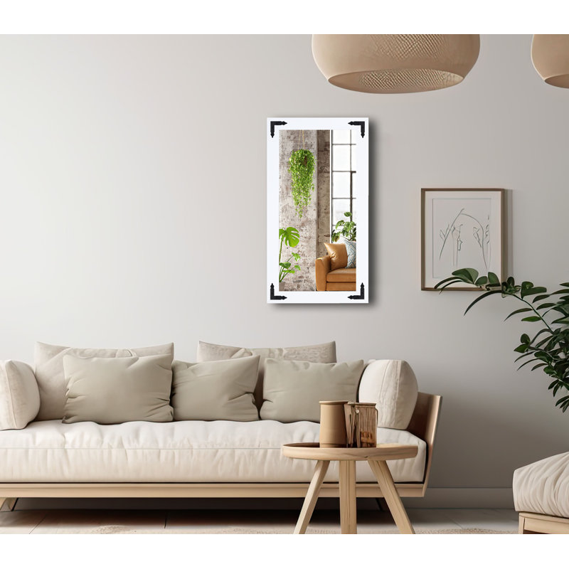 Heavner Flat Wall Mirror, 42" H x 25" W, White