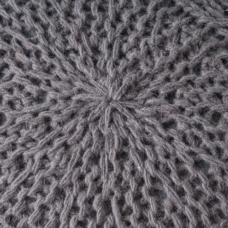 Pouf rond en laine 20 x 20, Laine anthracite
