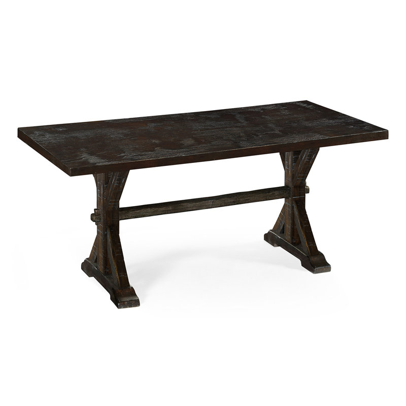 Casually Country Walnut Wood Dining Table, 72" L x 38" W, Dark Ale