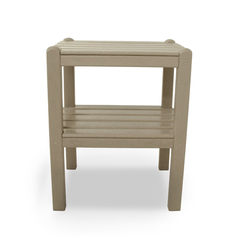 POLYWOOD Two Shelf Side Table, Sand