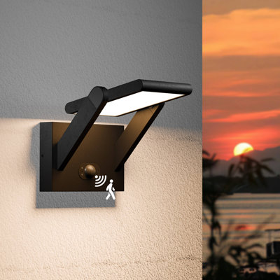 Solar Wall Lights Motion Sensor Wall Sconce Mixed Energy Dimmable IP65 Waterproof