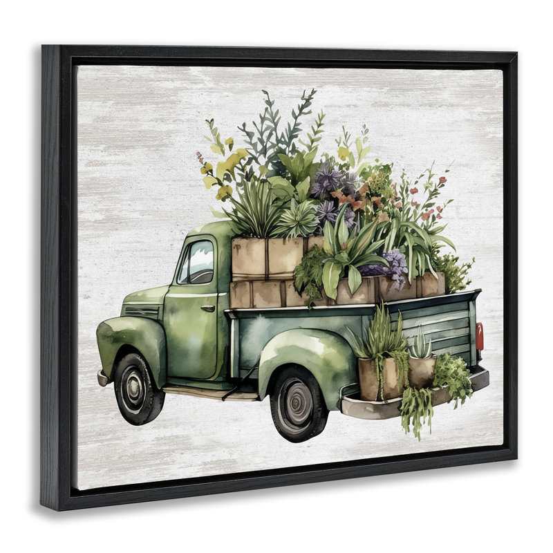 Art mural sur toile flottant Greenery, Cadre flottant noir de jais, H 17 po x l 21 po