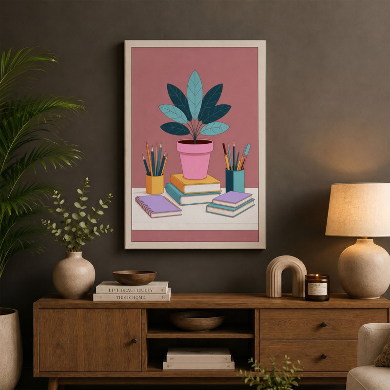 Art Studio Arrangement Modern - Wrapped Canvas, 36x24 - 91.4 x 61.0 cm, White Border