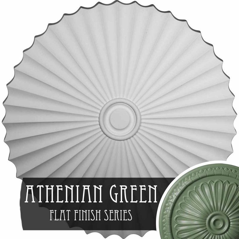 Médaillon de plafond Endurathane Shakuras, diamètre extérieur 47 5/8 po x P 2 po (pour auvents jusqu'à 6 1/2 po), fini vert athénien peint à la main
