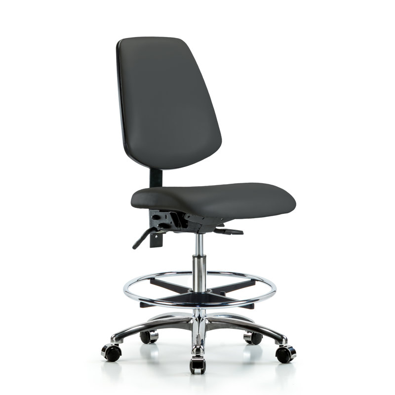 Aryana Vinyl Drafting Chair, Casters, Charcoal, Included