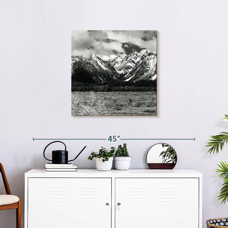 Alvord Snowy Teton Mountains BW, 24" H x 24" W