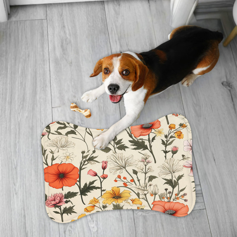 Radiant Blossoms - 1 Piece Bone Shape Feeding Mat