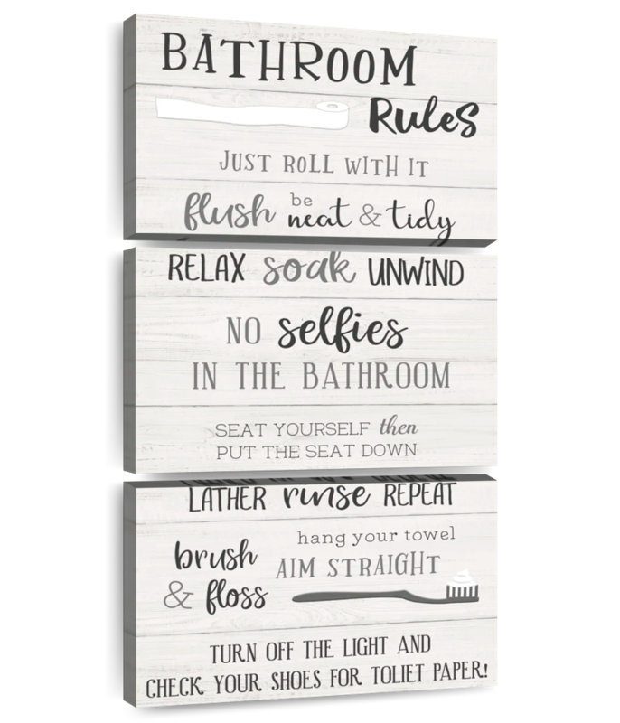Bathroom Rules Just Roll With It, 27" H x 12" W
