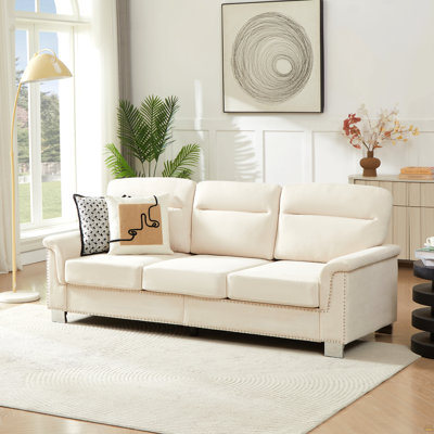 82" Modern Compressed Snowfleece Fabric 3-Seater Sofa