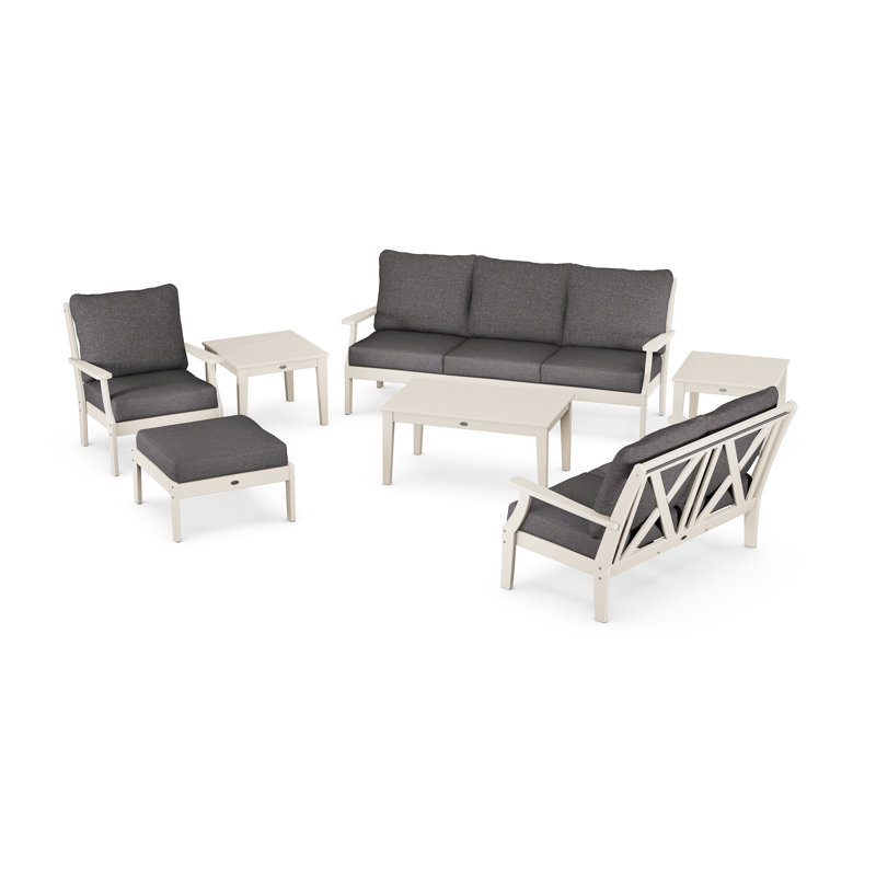 Braxton 7-Piece Deep Seating Set, Sand Frame/Ash Charcoal Cushion