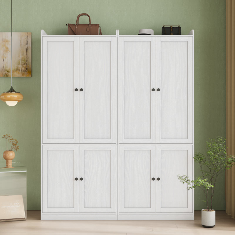 Armoire-penderie moderne autoportante avec deux portes et tringle
