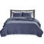 Courtepointe 2 pièces en bleu marine pour lit simple / simple TG, avec tissu confortable et frais réversible, hygiénique et respirant-129988416-129988423