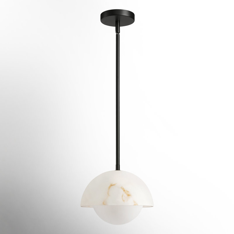 Luminaire suspendu en verre 1 lumière, Noir mat