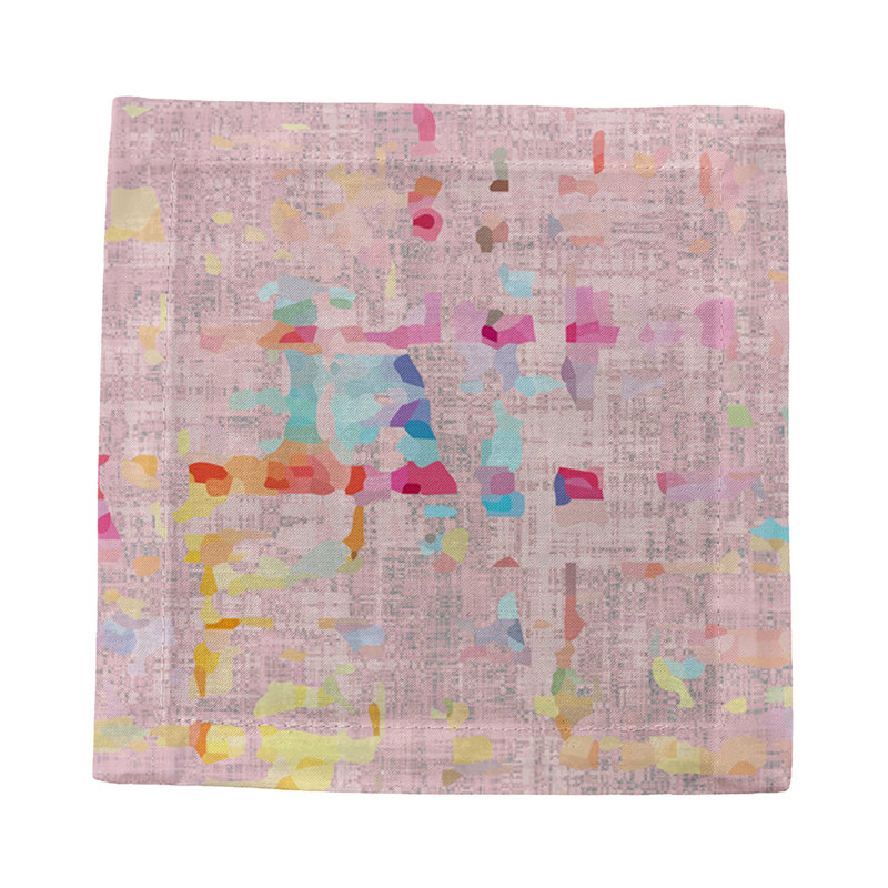 Coco Hemstitch Cocktail 6" Linen/Cotton Napkin, Pink