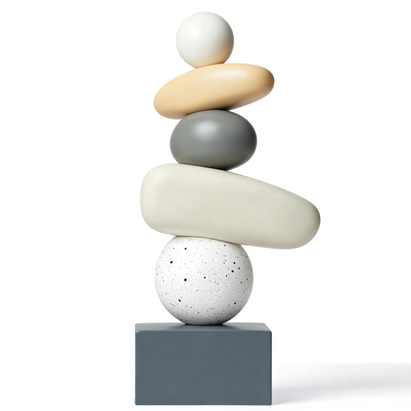 5.9"×3.3"×12.8" Eco-Friendly Resin Sculpture - Minimalist Balanced Good Luck Statue for Home Office