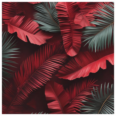 Couvertures de feuilles tropicales rouges et vertes