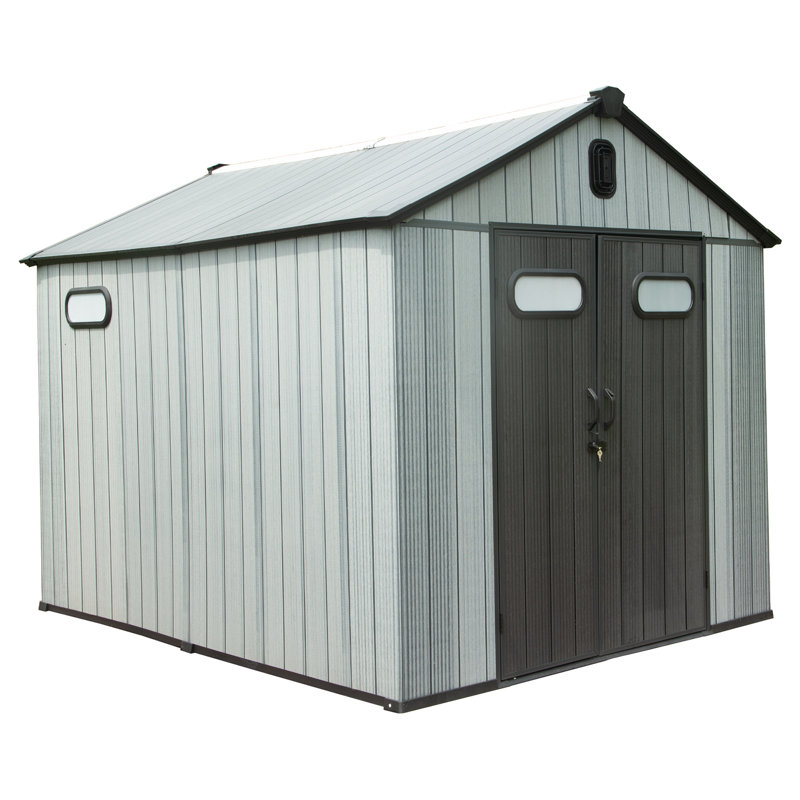 8X12FT Outdoor Resin Storage Shed, Waterproof Plastic Garden Shed With Lockable Door, Windows & Vents, Outside Tool Storage Shed For Patio Furniture, Lawn Mower, Bike