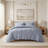 3-Piece Botanical Jacquard Duvet Set, TENCEL Cotton, Full/Queen, Slate Blue