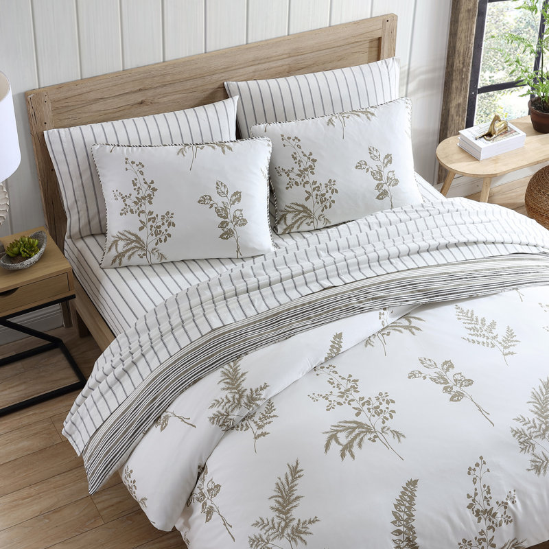 Stone Cottage Willow Brown Cotton Reversible 3 Piece Duvet Cover Set, King Duvet Cover + 2 Shams