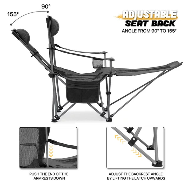 Chaise de camping Osewalt, Noir