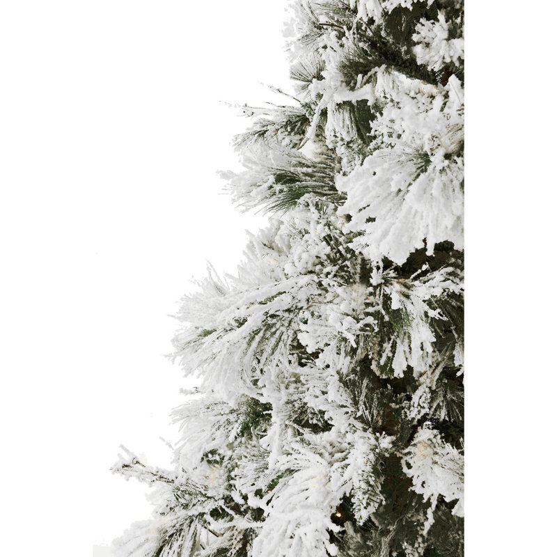Snowy 9' White Pine Aritificial Christmas Tree with 850 Clear lights, No Pre-Lit, 9ft