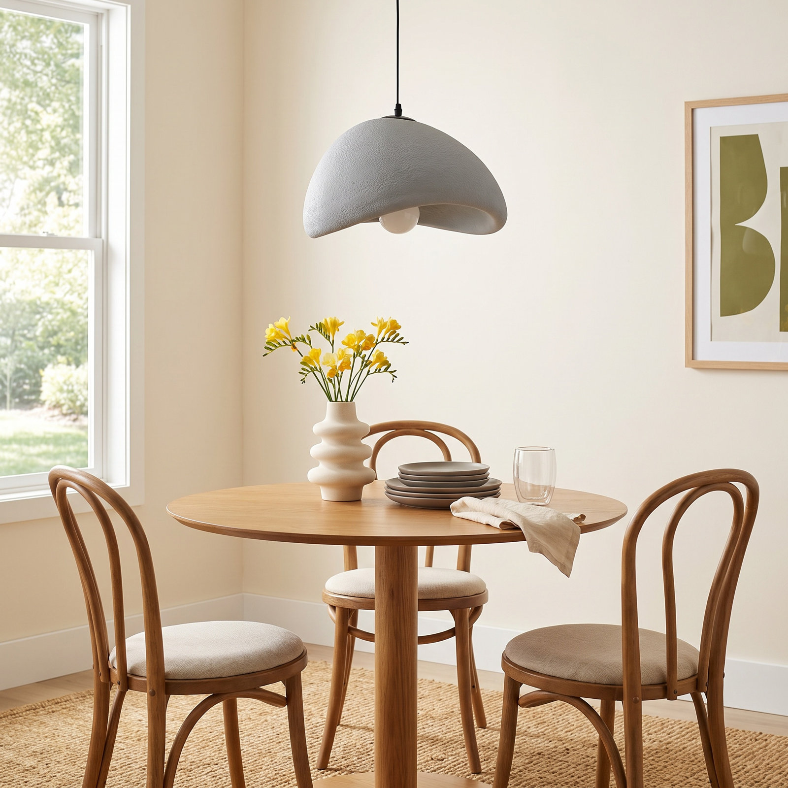 Danthony Single Light Polyester Dimmable Pendant, 8.66" H x 15.74" W x 15.74" D