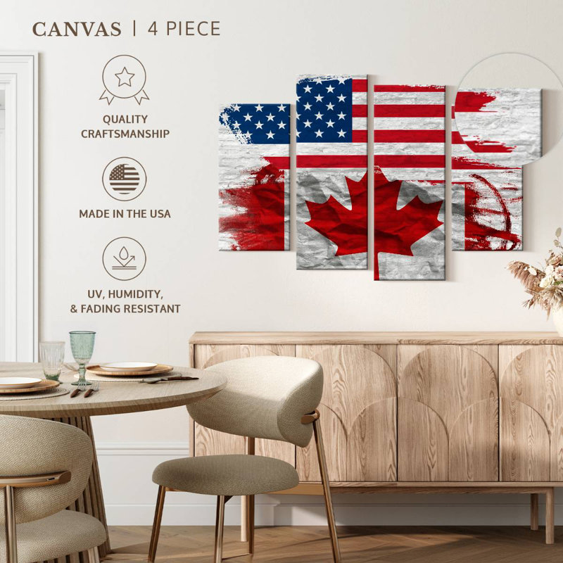 Drapeau des États-Unis et du Canada, H 27 po x l 43 po