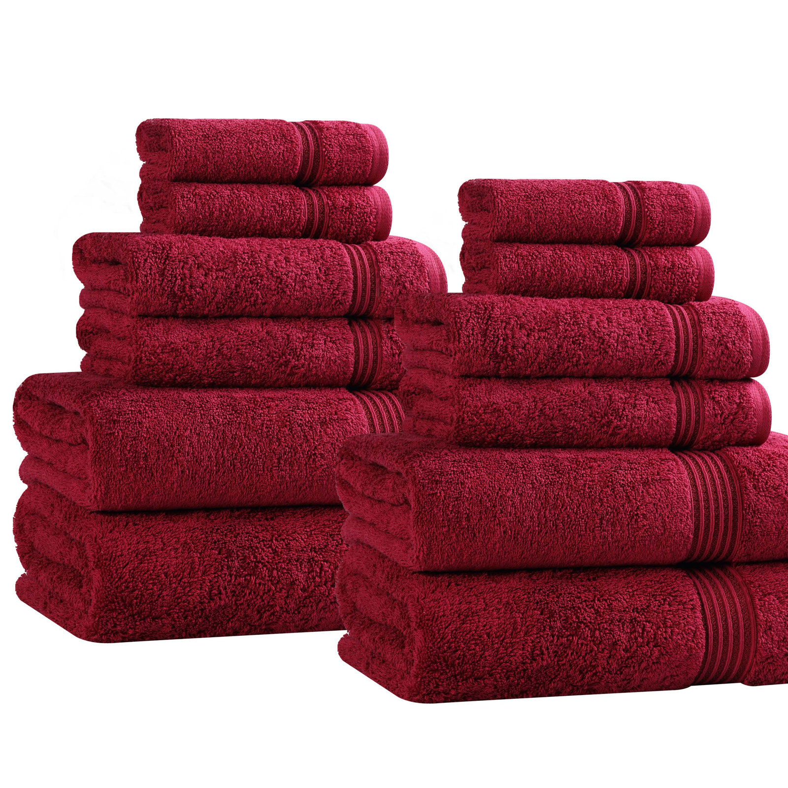 Guadlupe 12-Piece Egyptian Cotton Towel Set, Burgundy