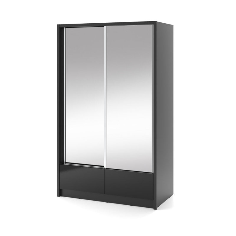 Dakeisha 2 Door Solid + Manufactured Wood Wardrobe, 214cm H x 134cm W x 62cm D, Black