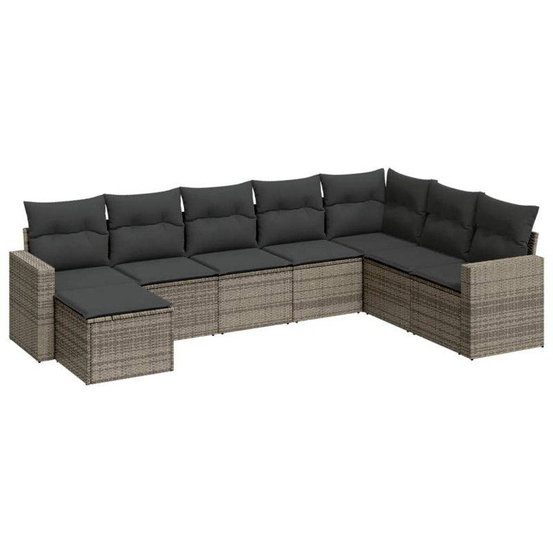 Ensemble de canapé de jardin en rotin PE gris acier Vidaxl, 8 pièces