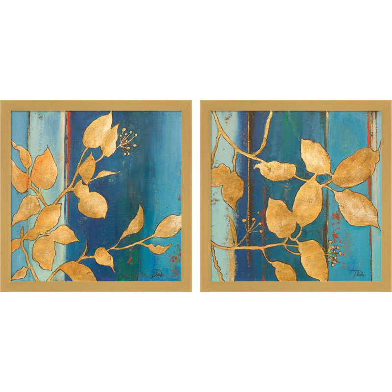 «Golden Blue» par Patricia Pinto, art encadré (ensemble de 2)