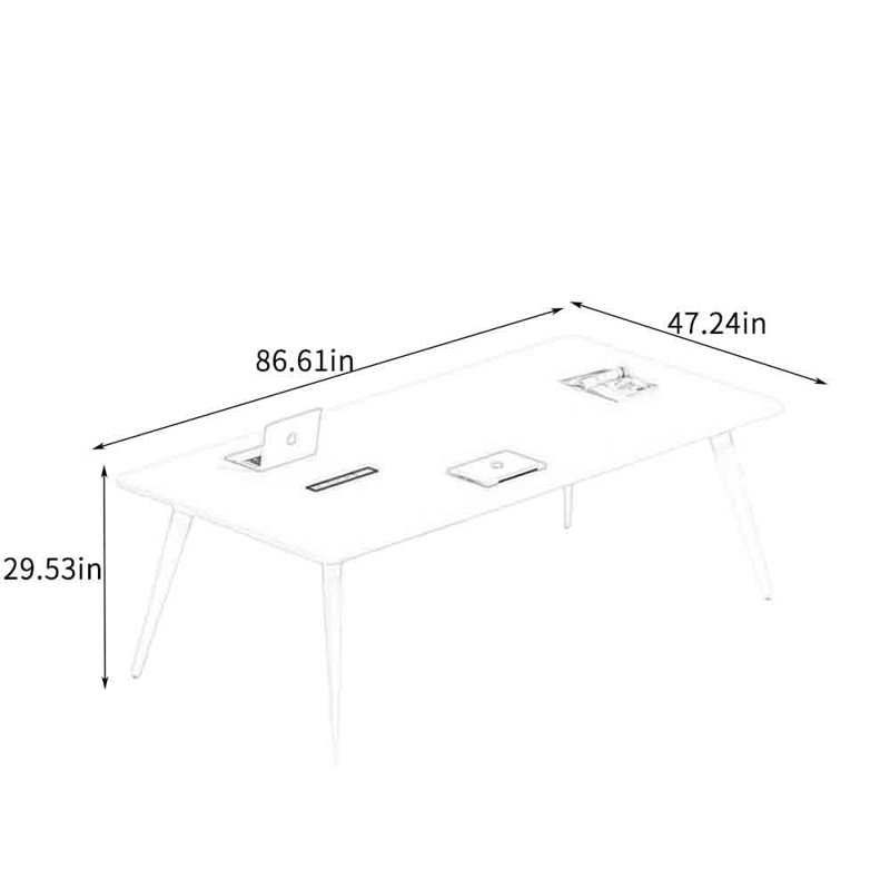 Nouvelle table longue de conférence blanche moderne, H 29,53 po x L 86,61 po x l 47,24 po