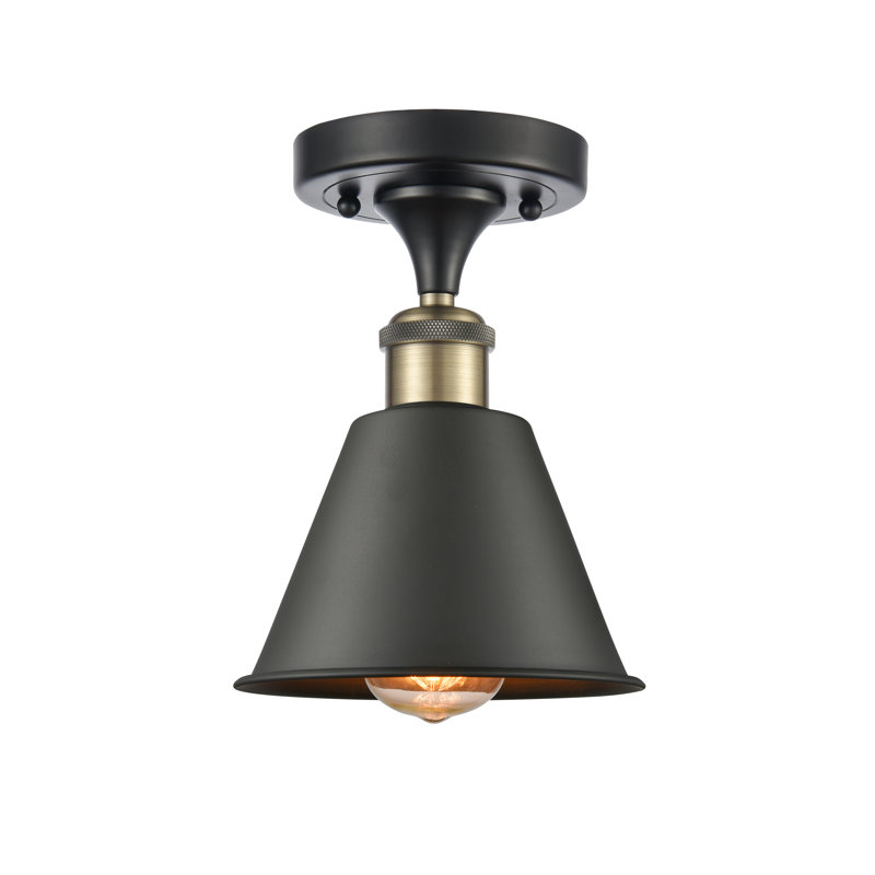 Plafonnier semi-encastré à 1 lumière de 7 po Farlane, Ampoule DEL 6 watts Vinage, Blanc et chrome poli, Chrome poli