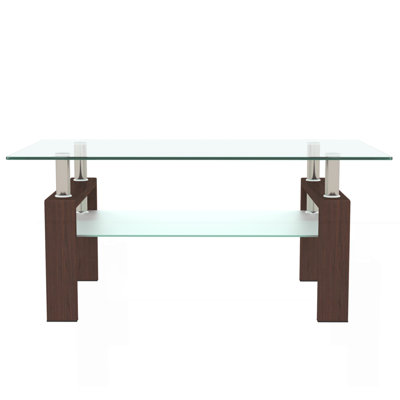 Rectangle Glass Coffee Table, Clear Coffee Table, Modern Side Center Tables for Living Room, Living Room Furniture