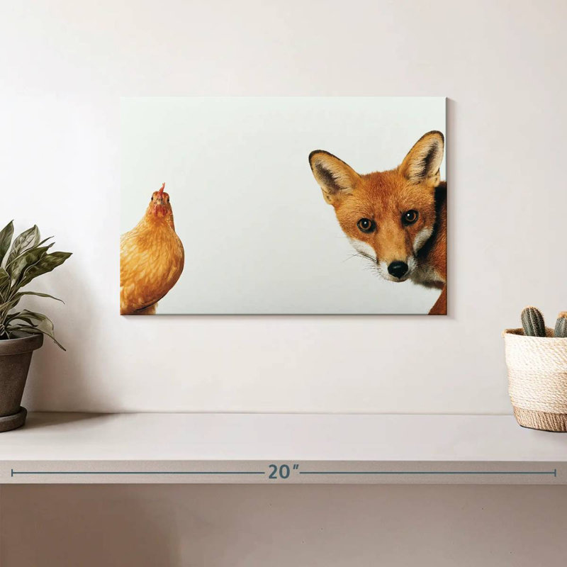 Brampt Chicken And Fox, 8" H x 12" W