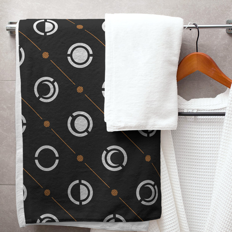 Serviette de bain Classic, Noir / gris / orange
