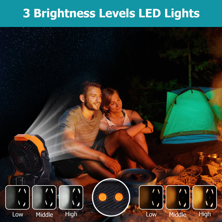 LED Solar Rechargeable Portable Camping Lantern with Fan