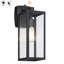 1-Light Matte Black Outdoor Wall Lantern Sconce with GFCI Outlet and Dusk to Dawn Sensor-349301906