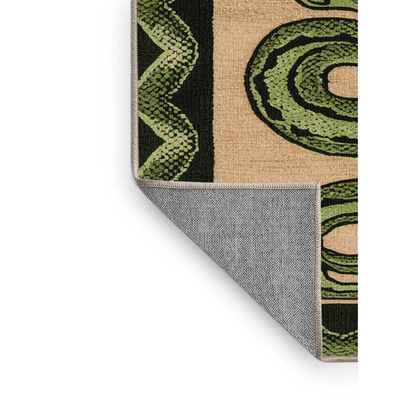 Washable African Bush Viper Wildlife Area Rug, Rectangle 3' x 5'