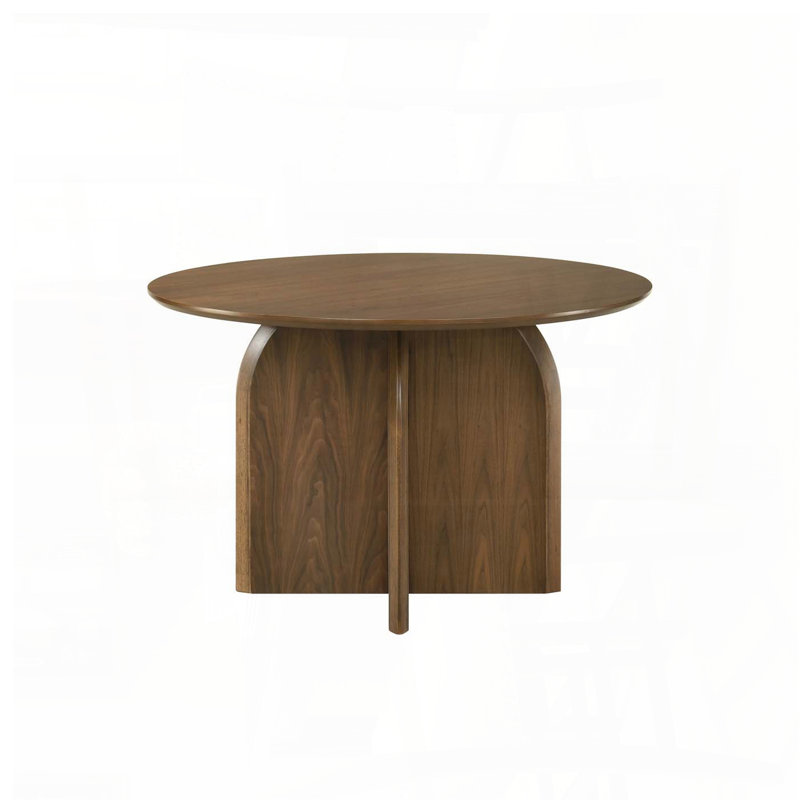 Delmon Round Dining Table - Dark Walnut, Fixed Top, 100 lb Capacity