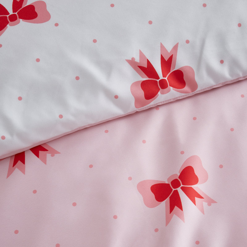 Dotty Bows Soft Microfibre Reversible Duvet Cover Polyester Abstract Duvet Cover with Pillowcases Included