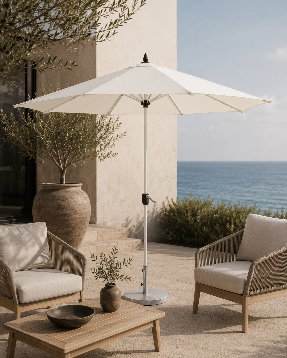 Aynura 9' Umbrella, White