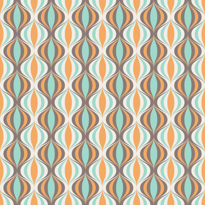 Orange Retro Peel & Stick Wallpaper N04161
