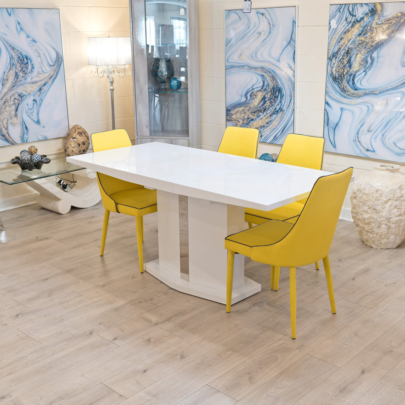 Bozrah 4 -Person Butterfly Leaf Dining Set, Yellow, White