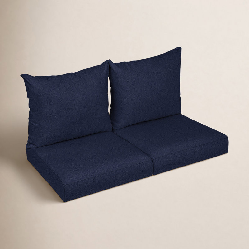 Maelynn Outdoor 5'' Loveseat Seat / Back Cushion, Navy, 23 in x 27 in