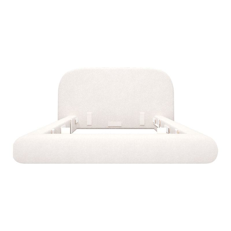 Structure de lit tapissier en velours avec tête de lit, sommier tapissier requis, King, Crème