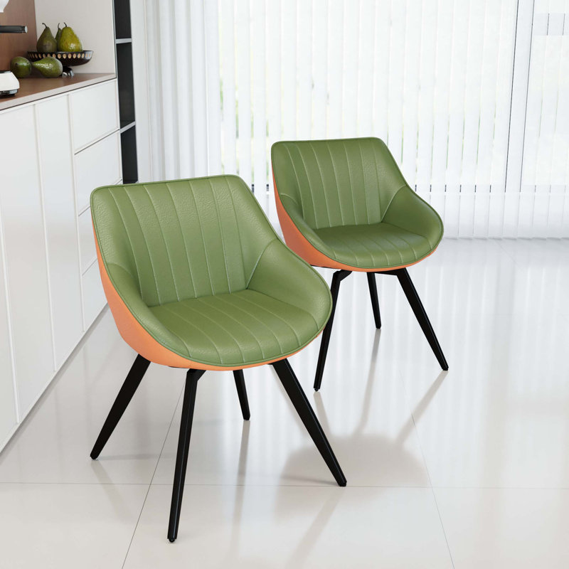 Un ensemble de 2 chaises de salle à manger, une chaise de cuisine médiévale moderne, des chaises décoratives en polyuréthane avec des pieds en métal, convenant à la maison et à la cuisine