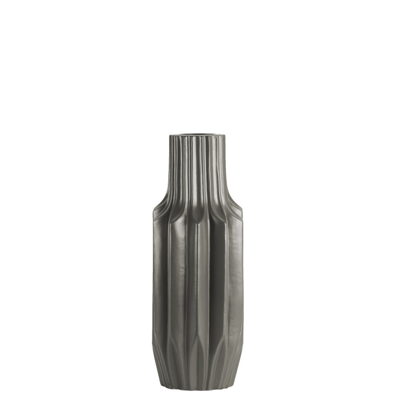 Vase de table ronde à motif en céramique Guidry, Taupe