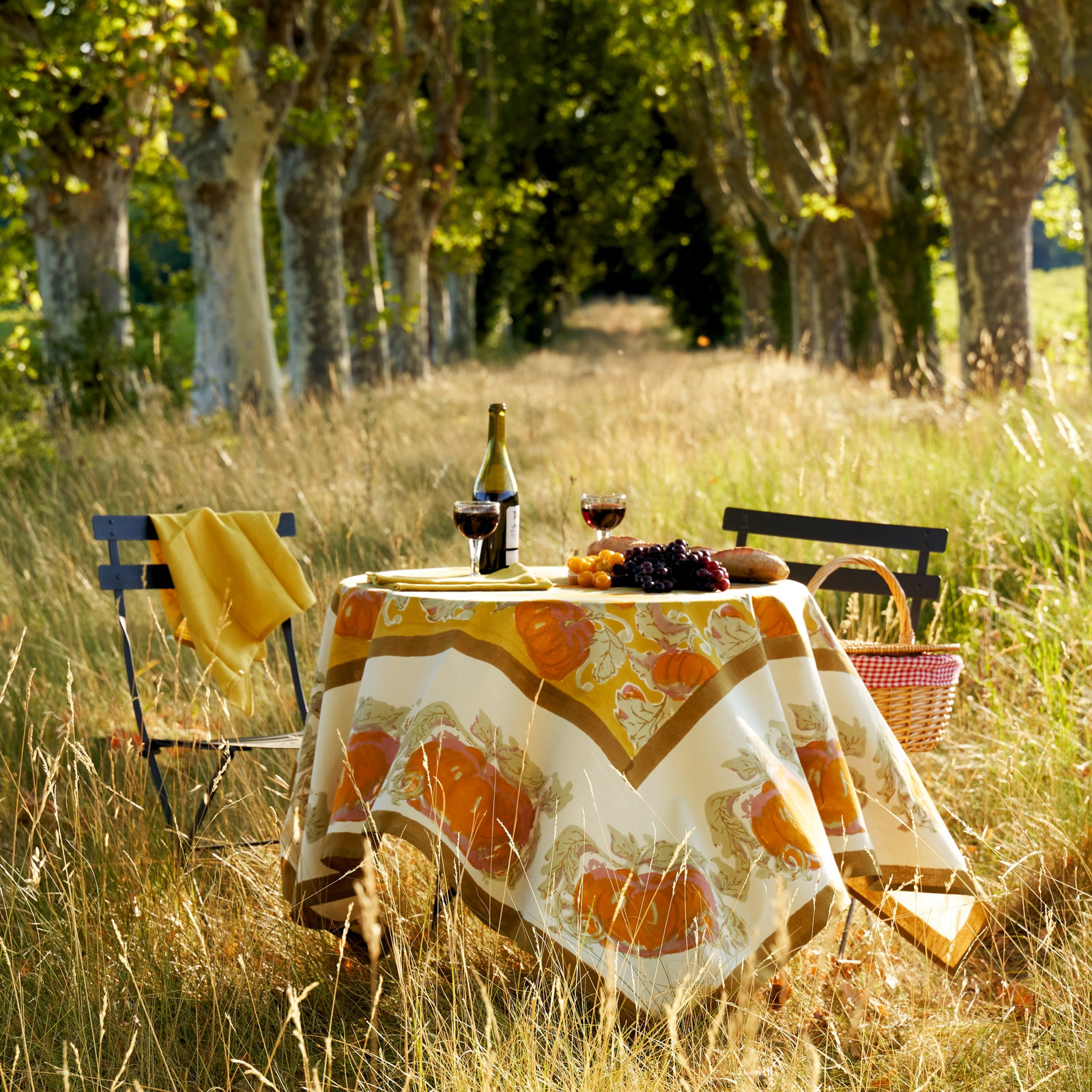 Cotton Tablecloth, 70" L x 70" W, Yellow